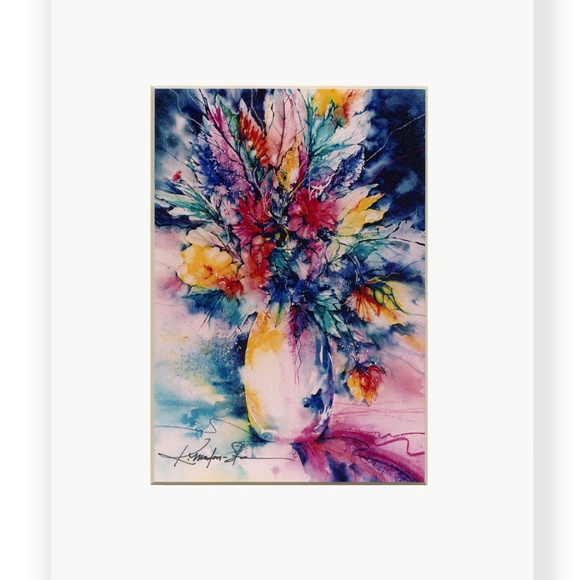 Vase Of Flowers - print in acid free mat - Picture 3 of 4